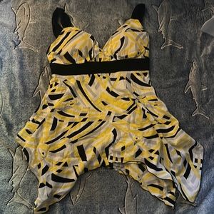 Cato yellow gray and black cami shirt.